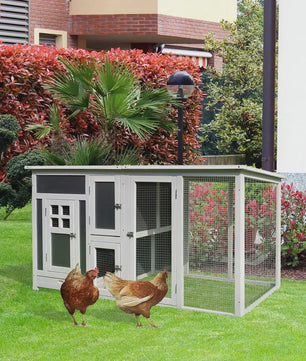 Ruime Houten Kippenhok met Ren en Waterdicht Dak - 160x75x80 cm