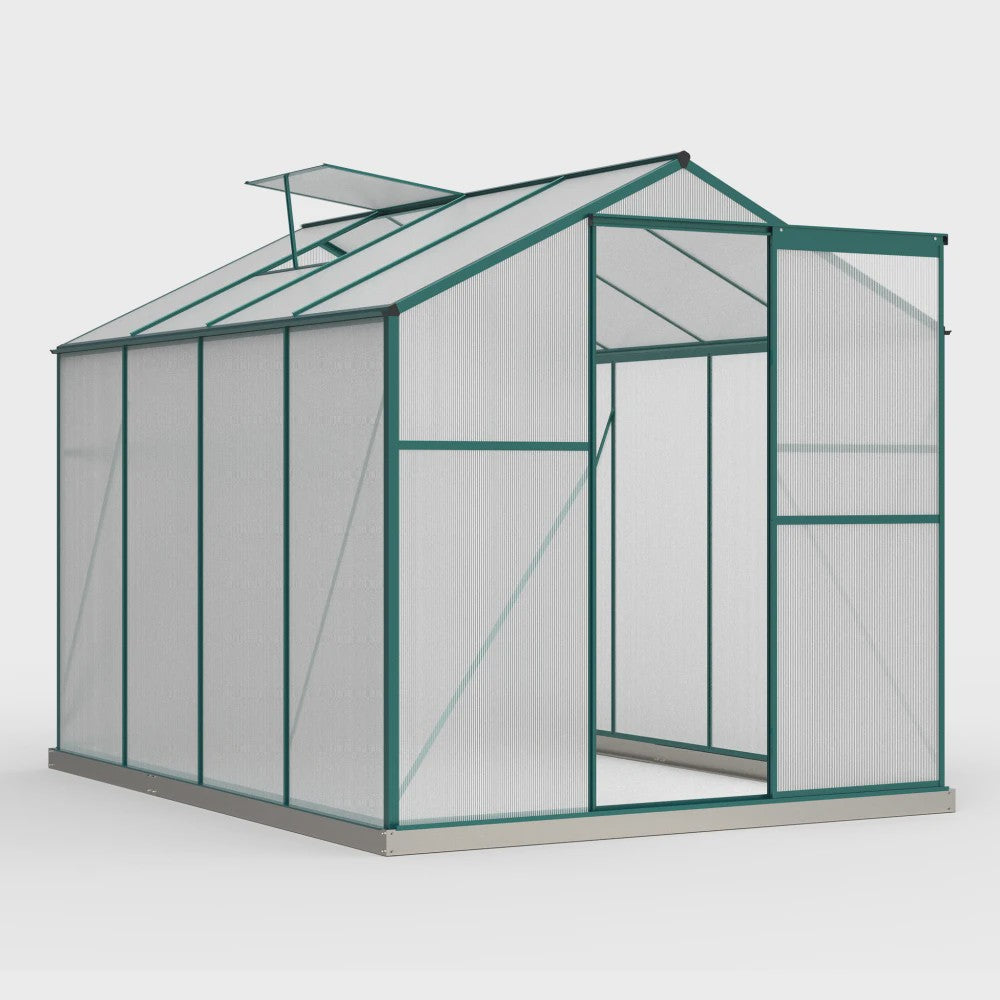 Aluminium Kweekkas met Fundering 4,75 M² - 190x253 cm met Dakraam en Schuifdeur