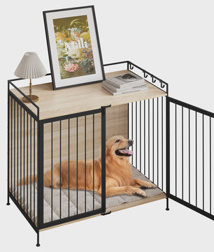 Stijlvolle Houten Hondenkennel met Afsluitbare Deur - 104x92x60cm