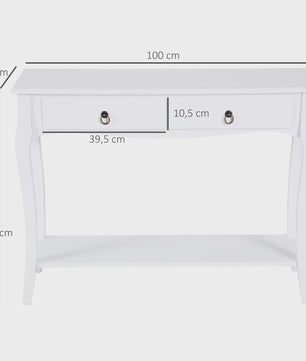 Homcom Console Table Sideboard Living Room Dining Room Hallway Furniture Side Table with Drawers and Shelf Elegant Design 100X33X76Cm