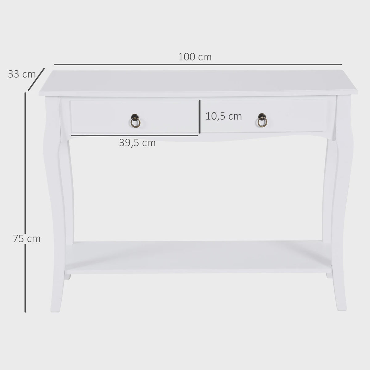Homcom Console Table Sideboard Living Room Dining Room Hallway Furniture Side Table with Drawers and Shelf Elegant Design 100X33X76Cm
