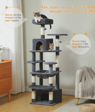 Grote Kattenboom met Krabpalen, Hangmat en Speeltjes - Meerdere Niveaus