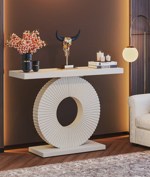Moderne Console Tafel met Geometrische Basis - 40 inch Houten Entree & Sofa Tafel
