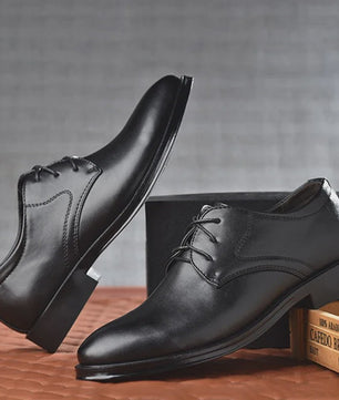 Zwarte Leren Herenschoenen - Stijlvolle Oxfords voor Formele Gelegenheden