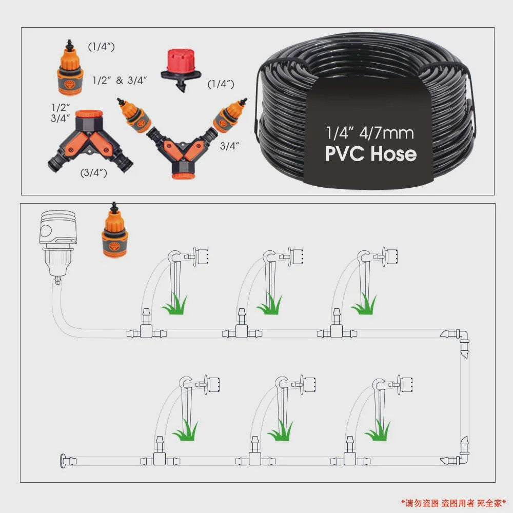 Automatisch Tuin Bewateringssysteem met LCD Timer & Instelbare Sproeiers (30-5m)