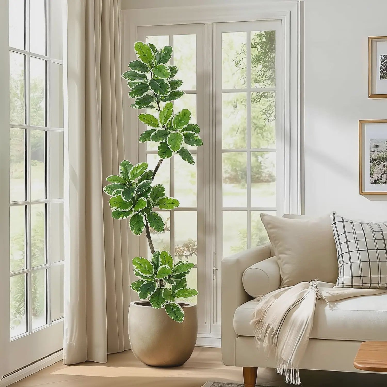 Realistische Kunstplant Ficus Lyrata (Fiddle Leaf Fig) - 180cm - Met Pot en Mos