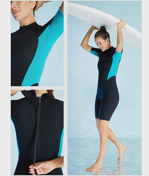 Dames 3mm Neopreen Shorty Wetsuit met Korte Mouwen en Rugrits - Perfect voor Watersport