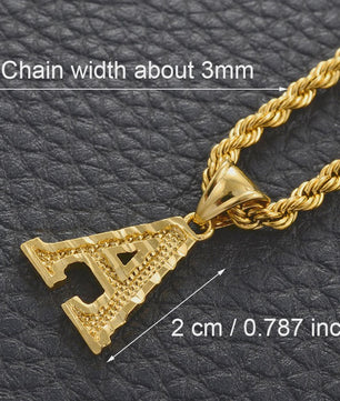 Gouden Initiaal Ketting met Touwketting - Kies Uw Letter (A-Z)