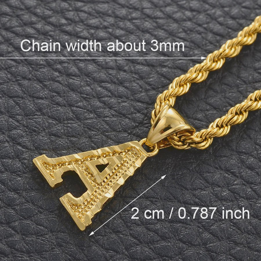 Gouden Initiaal Ketting met Touwketting - Kies Uw Letter (A-Z)