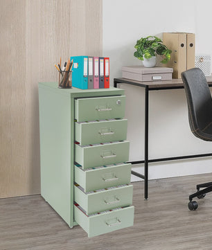 Stalen Archiefkast met Wielen en Slot - 5 Lades - 28x41x69cm