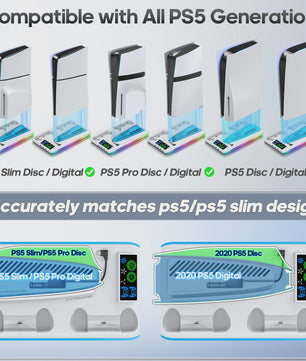 PS5 Verticale Stand met Koeler, Controller Oplader & RGB Verlichting