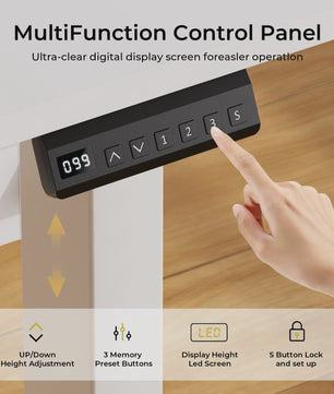 Elektrisch Verstelbaar Bureau met Lade en Monitor/Tablet Stand - Wit