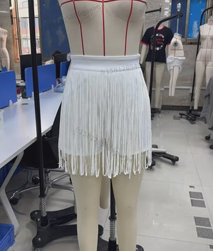 Dames 2-in-1 Fringe Skort: Elastische Hoge Taille Minirok met Shorts en Franjes - Zomerse Cowgirl Stijl voor Feest, Festival & Dagelijks Gebruik
