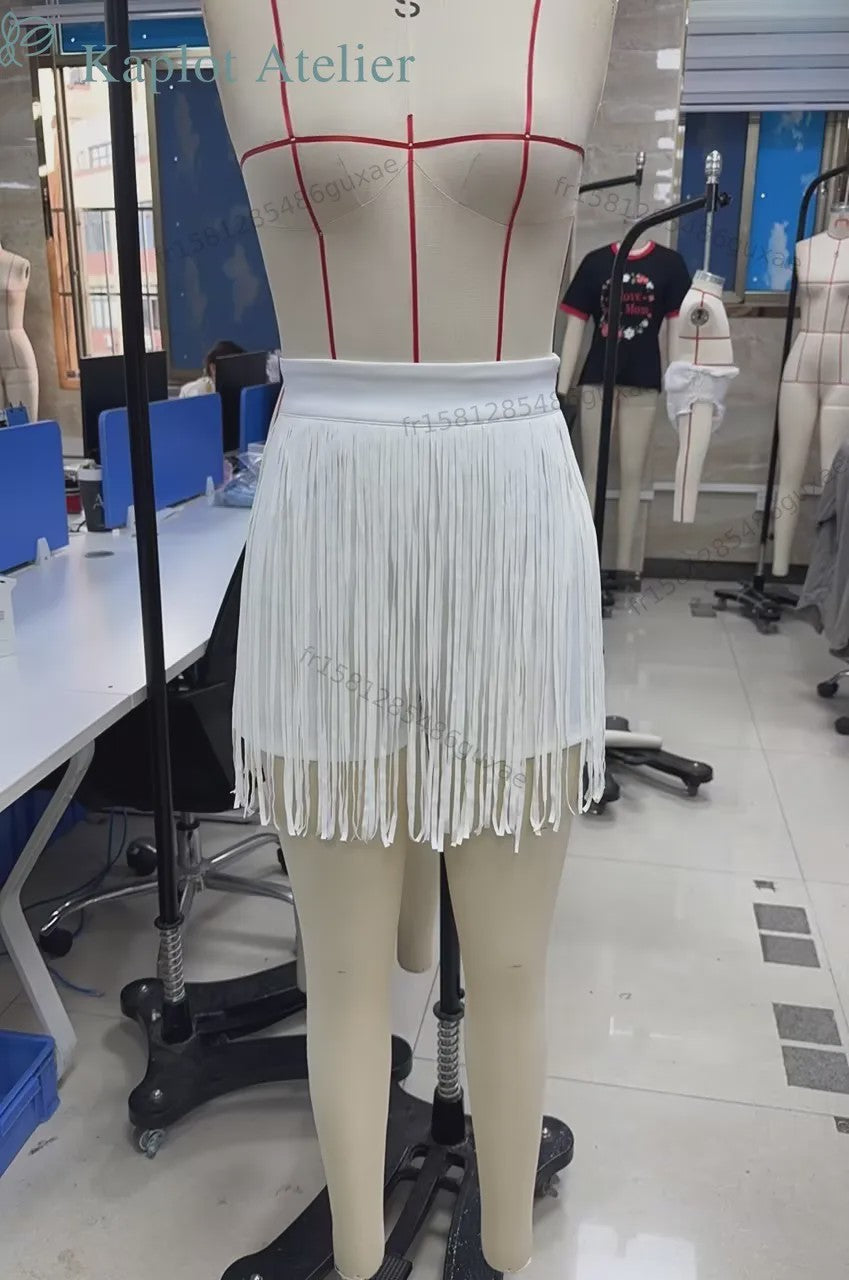 Dames 2-in-1 Fringe Skort: Elastische Hoge Taille Minirok met Shorts en Franjes - Zomerse Cowgirl Stijl voor Feest, Festival & Dagelijks Gebruik