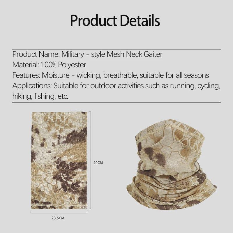 Veelzijdige Camouflage Nekwarmer & Buff - Ademend & UV Beschermend voor Outdoor Sport