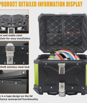 Universele Motor Topcase Aluminium Bagagekoffer - 45L/55L/65L - Quick-Lock