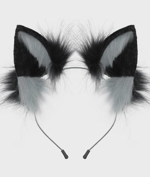 Handgemaakte Wolfsoren Haarband - Verstelbaar & Zacht voor Cosplay, Halloween & Feesten