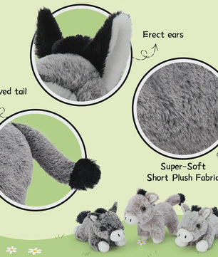 Grote Knuffel Ezel met 3 Baby Ezels - Verrassing in de Buik!