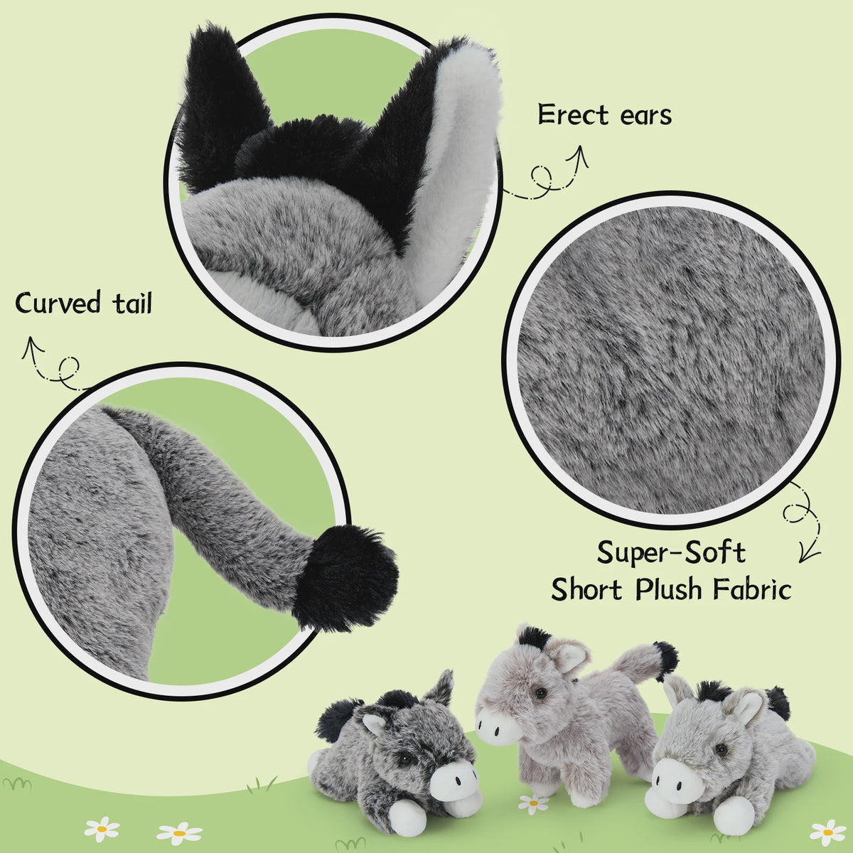 Grote Knuffel Ezel met 3 Baby Ezels - Verrassing in de Buik!