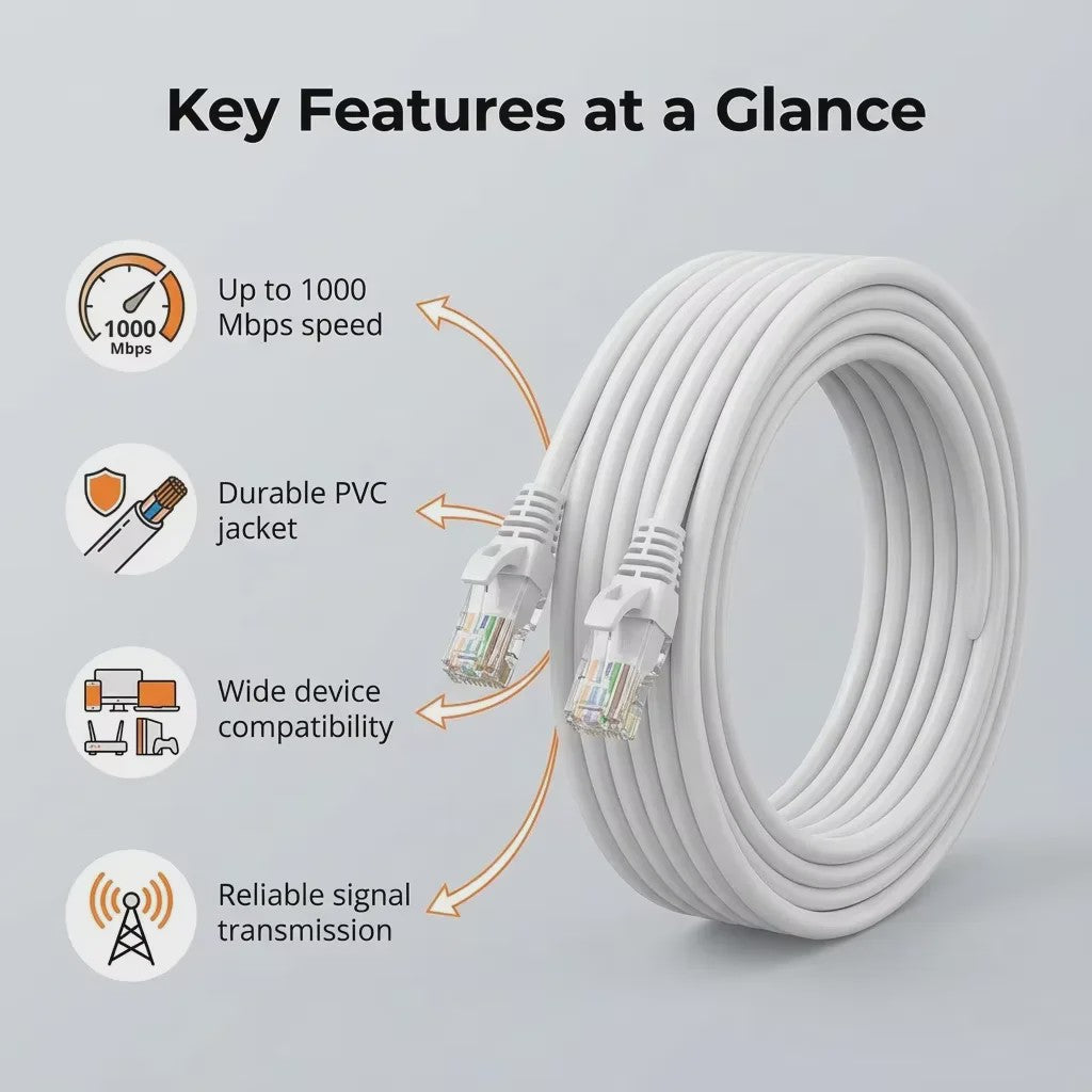 Cat6 Ethernet Kabel UTP RJ45 - 1000Mbps Snelheid - Diverse Lengtes