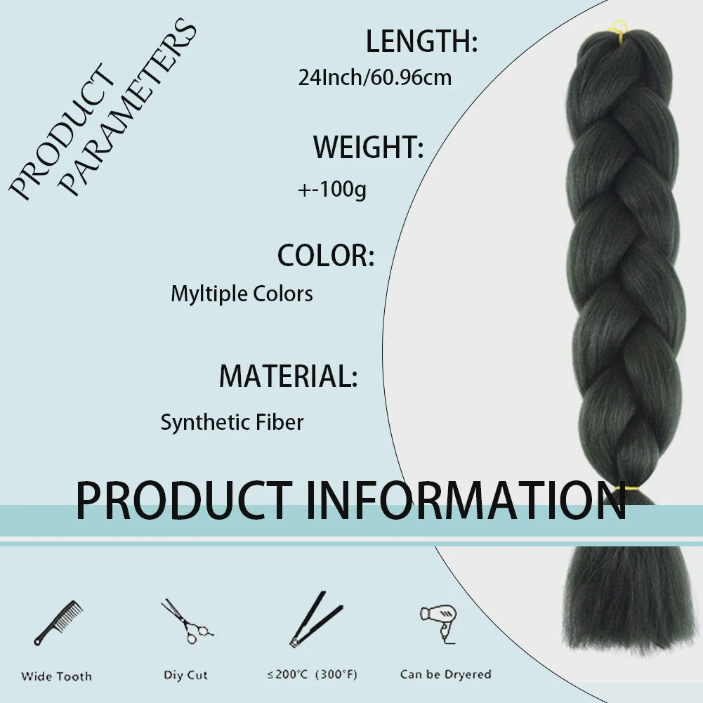 24 Inch Jumbo Braiding Hair Synthetisch Haar Ombre Crochet Braid Extensions voor Dames