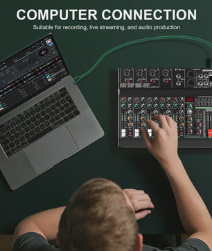 FULUODE V-600 Professionele 6-Kanaals Mixer met 320 DSP Effecten, Bluetooth & 48V Fantoomvoeding
