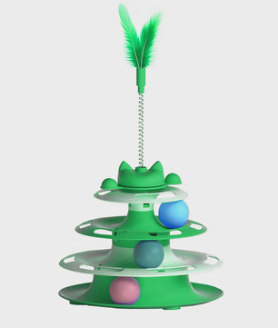 Interactieve Katten Toren Speelgoed met Balletjes en Veer - Zelfentertainment & Anti-verveling