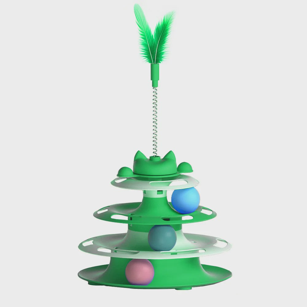 Interactieve Katten Toren Speelgoed met Balletjes en Veer - Zelfentertainment & Anti-verveling