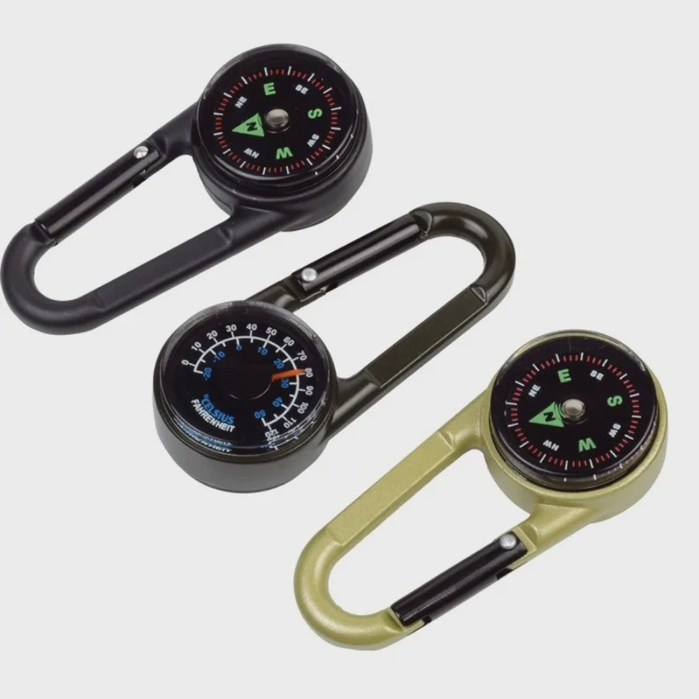 3-in-1 Kompas & Thermometer Carabiner Clip - Outdoor Survival Sleutelhanger