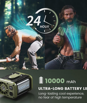 Draagbare 10000mAh Ventilator met Powerbank & LED - 5 Snelheden