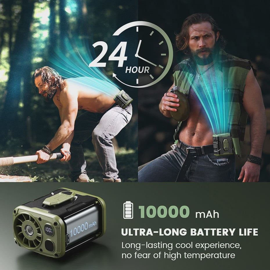 Draagbare 10000mAh Ventilator met Powerbank & LED - 5 Snelheden