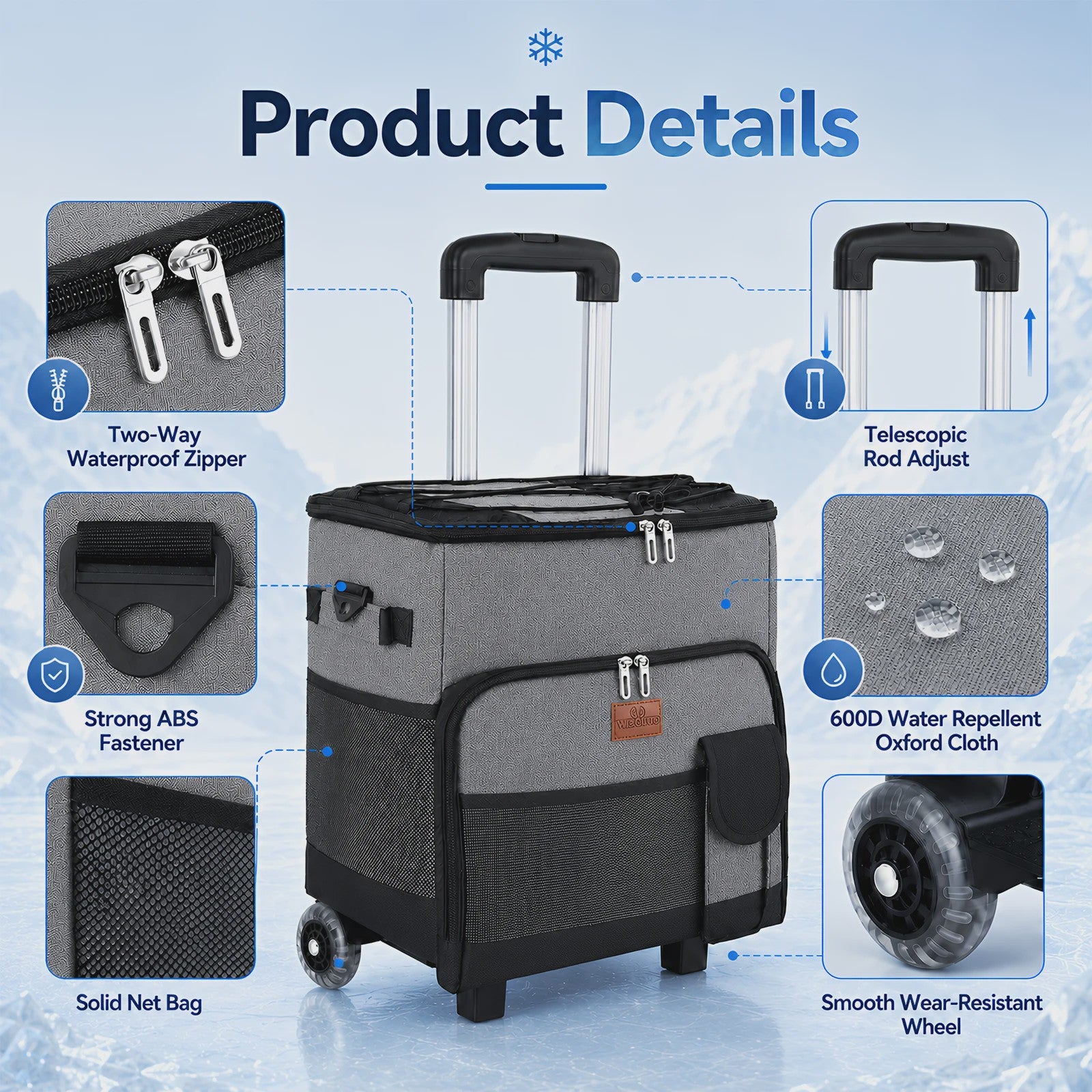 New Insulated Bag Outdoor Picnic Camping Bag Waterproof Oxford Cloth Car Lunch Bag Cooler Bag With Wheels Portable Ice Chest For Picnic Beach Camping Family Outings Travel Keep Cool