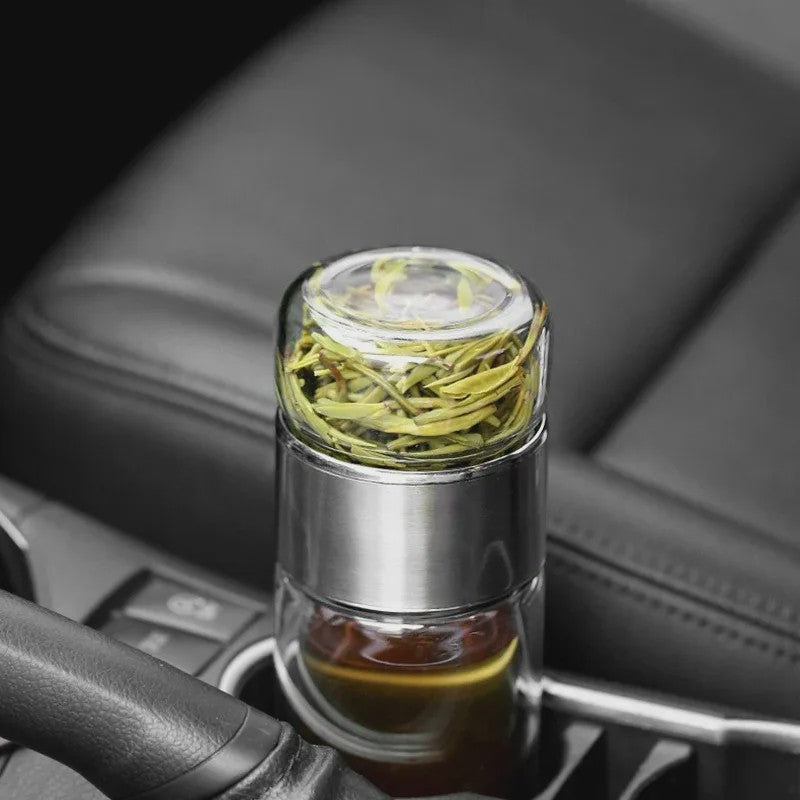 Dubbellaagse Glazen Theefles met Infuser - 420ml - Hittebestendig Borosilicaatglas
