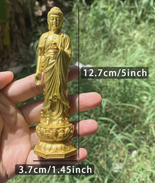 5-inch Gouden Shakyamuni Boeddha Standbeeld - Traditionele Chinese Stijl Decoratie & Cadeau