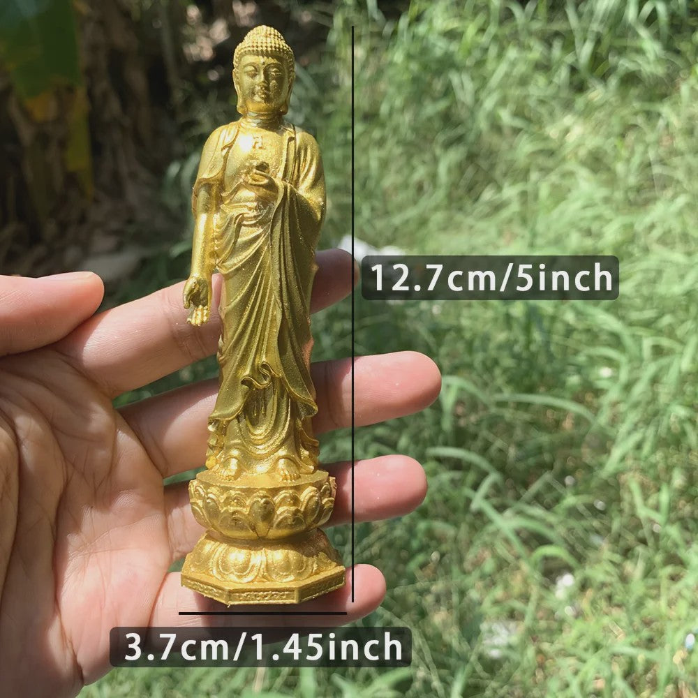 5-inch Gouden Shakyamuni Boeddha Standbeeld - Traditionele Chinese Stijl Decoratie & Cadeau