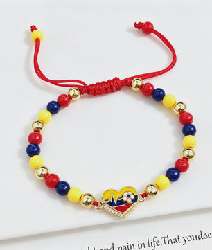 Colombia Vlag Armband - Verstelbaar Patriotisch Sieraden met Rood, Geel en Blauwe Kralen