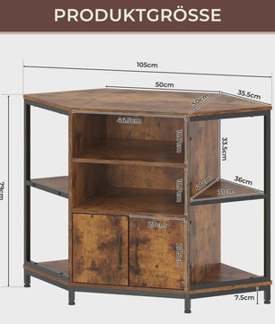 Industriële Hoek TV Meubel met LED Verlichting - Vintage Bruin (105x50x79 cm)
