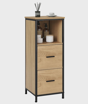 Smal Houten Badkamerkastje met 2 Lades - Multifunctioneel Opbergmeubel