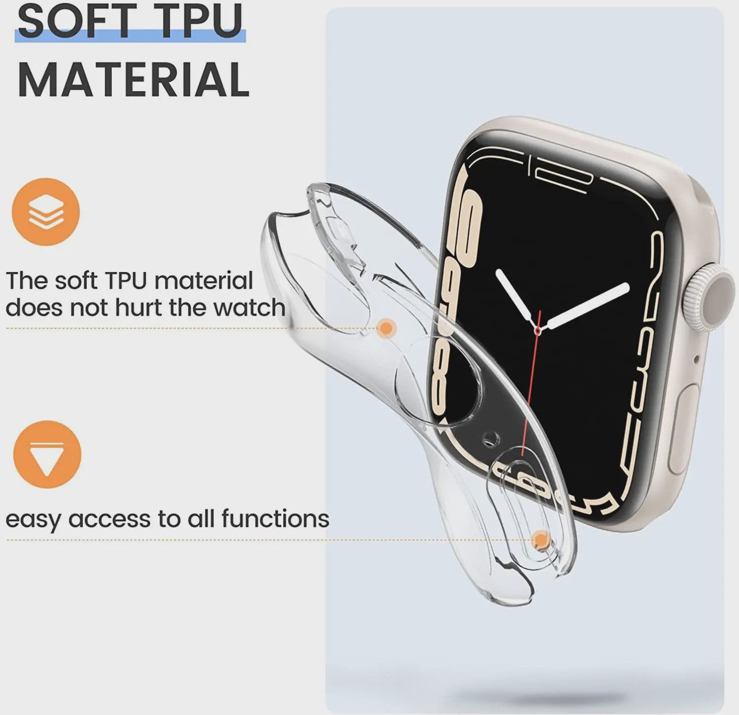 Transparante Beschermhoes Case voor Apple Watch 45/44/41/40mm - Serie 8/7/SE/6/5/4/3