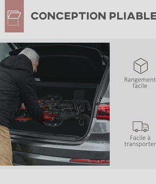 Opvouwbare Aluminium Rollator met 4 Wielen, Verstelbare Hoogte, Dubbele Remmen en Opbergtas - Rood