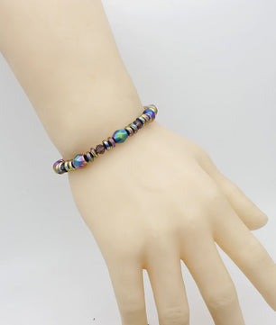 Handgemaakte Regenboog Hematite Kralen Armband met Kristal - Uniseks
