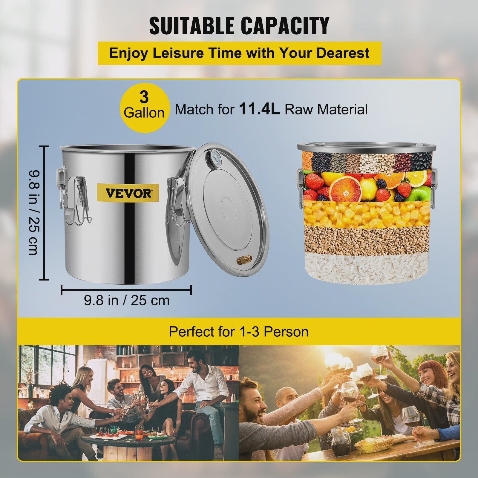 SucceBuy 12L 20L 30L 50L Alcohol Brewing Distiller DIY Moonshine Apparatus Stainless Steel Still Whisky Beer Brandy Home Use