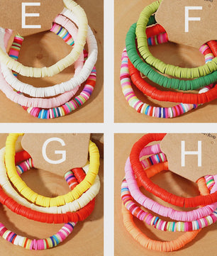 Set van 4 Kleurrijke Heishi Kralen Armbanden - Handgemaakt Boho Mixkleur Sieraden Dames 2024
