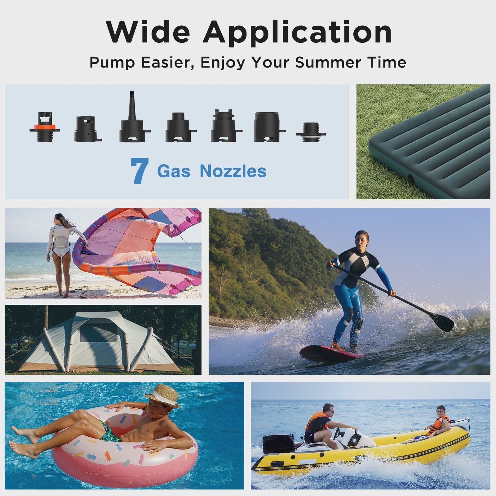 Oplaadbare 20PSI Elektrische Luchtpomp voor SUP, Kajak, Boot & Matras - Snel Opblazen/Ontluchten