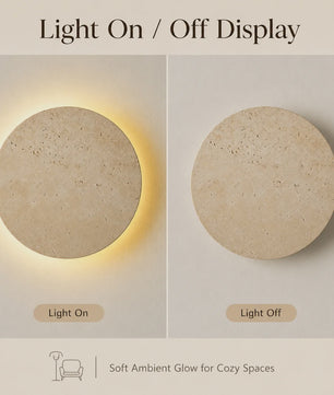 Moderne Wabi Sabi Travertin Wandlamp met LED - Natuursteen Sfeerverlichting