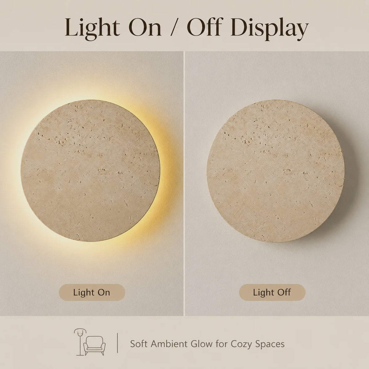 Moderne Wabi Sabi Travertin Wandlamp met LED - Natuursteen Sfeerverlichting