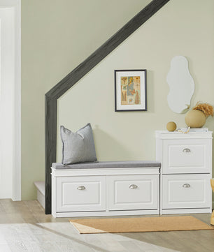 Stijlvolle Schoenenkast met 2 Klepkasten en 4 Opbergvakken - 54x83x24cm