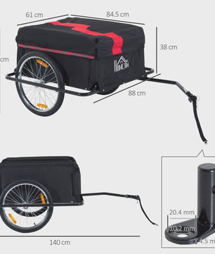 Opvouwbare Fietskar - Robuuste Cargo Trailer met 40kg Capaciteit & 20-inch Wielen - Zwart