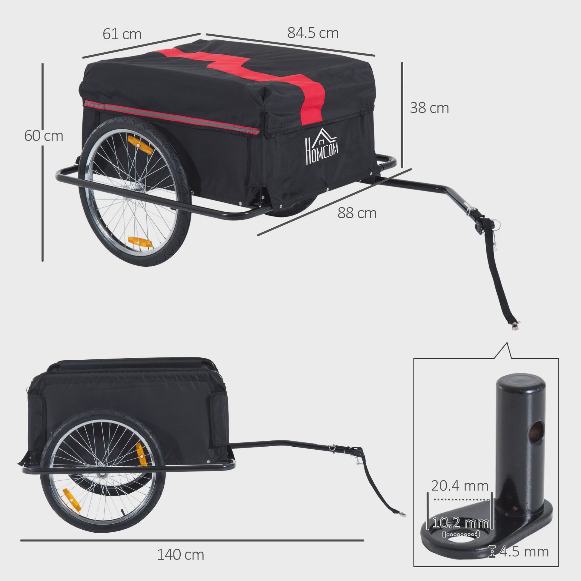 Opvouwbare Fietskar - Robuuste Cargo Trailer met 40kg Capaciteit & 20-inch Wielen - Zwart