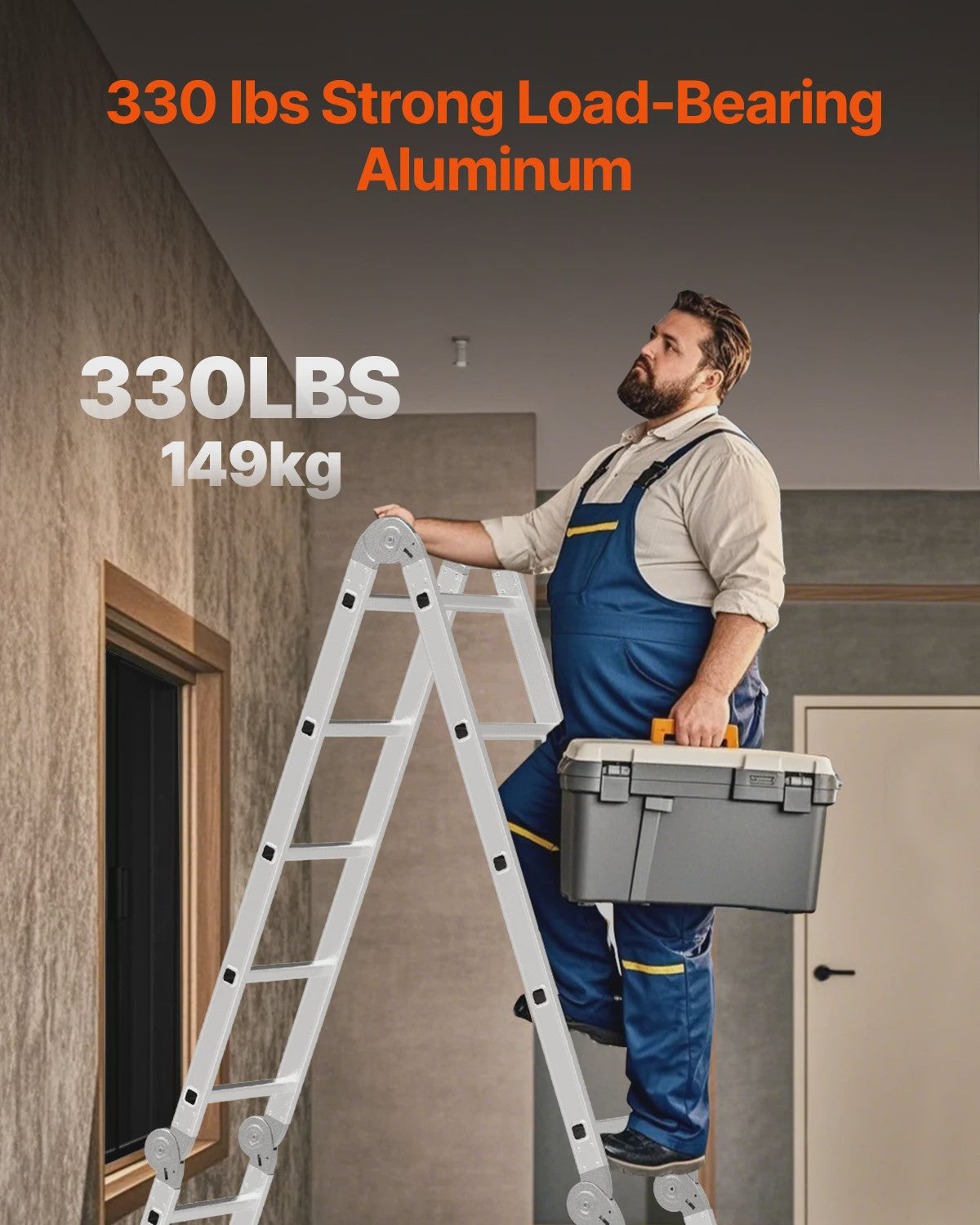 Multifunctionele Vouwladder 7-in-1 - Verstelbaar & Telescopisch voor Huis en Tuin